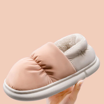 Big Size 48 49 Winter Warm Slippers Men Down Waterproof Soft Bottom Home Shoes Plush Women Indoor House Couples Anti Slip Slides