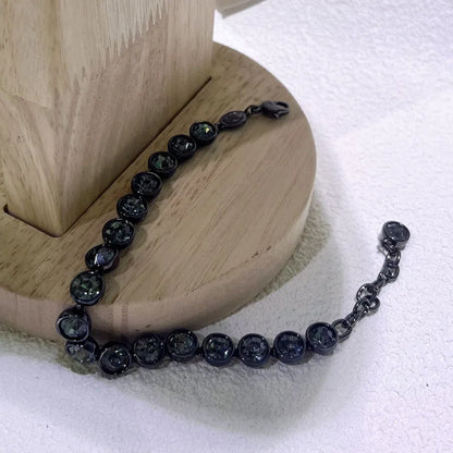 Original 2026 New Black Crystal Geometry Necklace Fine Jewelry Set Open Ring Necklace Earring Charms Black Jewelry for Women