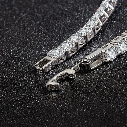 S925 Sterling Silver Bracelet Zirconia Tennis Ball Women Fashion Simple Engagement Wedding Charm Jewelry 4mm 16-20cm