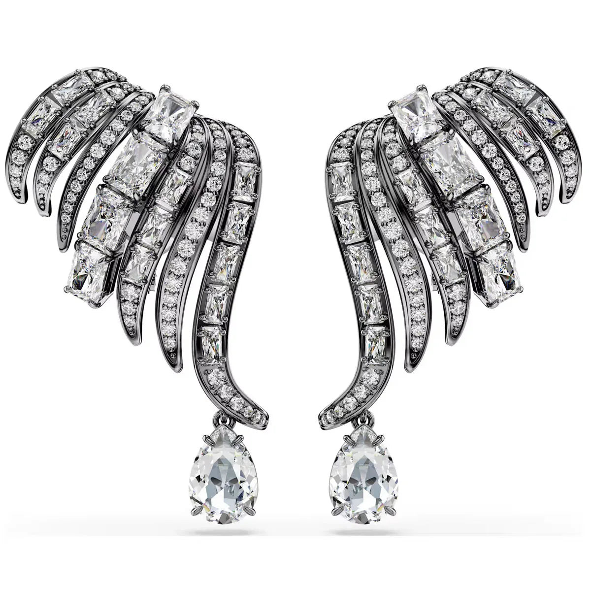 Original 2026 New Black Crystal Geometry Necklace Fine Jewelry Set Open Ring Necklace Earring Charms Black Jewelry for Women