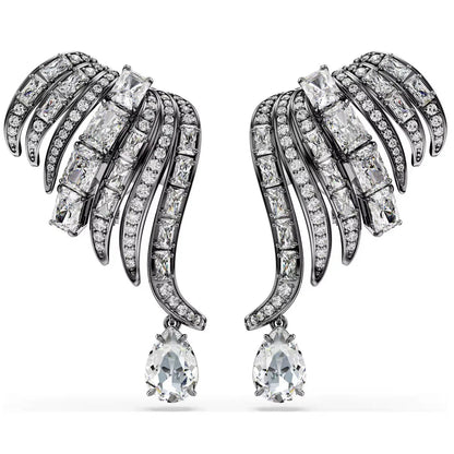Original 2026 New Black Crystal Geometry Necklace Fine Jewelry Set Open Ring Necklace Earring Charms Black Jewelry for Women