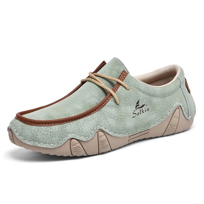 New Autumn Handmade Leather Casual Men Shoes Design Fashion Sneakers Man Loafers Breathable Low Top Flat Shoes Driving