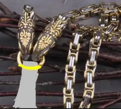 Stainless Steel Viking Wolf Head Square-link Chain with Round Clasp without Pendant with wooden box as christmas gift