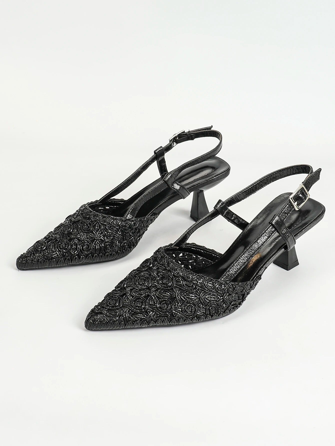 Women's Pumps 2 Inch Chunky Block Heel Pointed Toe Ankle Strap Slingback Wedding Party Dress Shoes