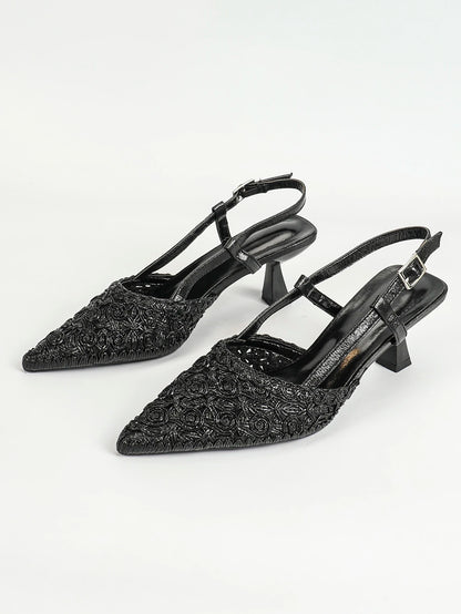 Women's Pumps 2 Inch Chunky Block Heel Pointed Toe Ankle Strap Slingback Wedding Party Dress Shoes