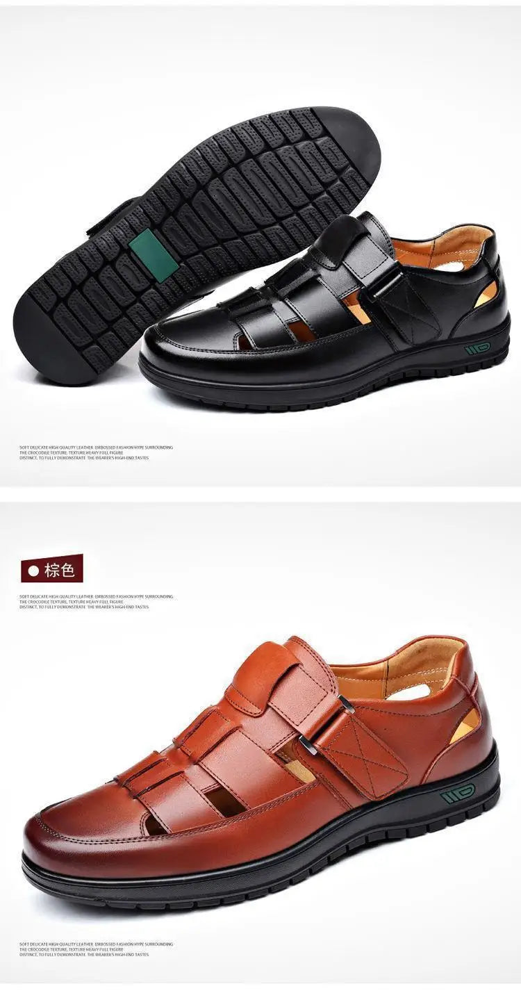 2026 Men Leather Shoes Business Casual Forma Wear High Heels Soft Sole Non-Slip Summer Sandals Black Leather Shoes Luxury Shoes