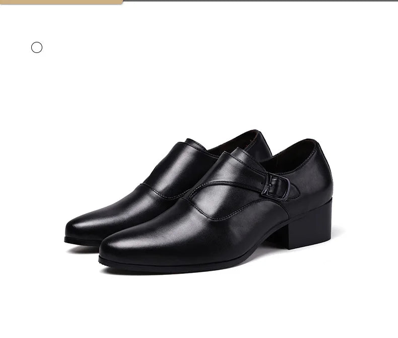 Leather Men Dress Shoes High Heel British Mens Elevator Business Shoes Wedding Party Male Oxford Footwear Increasing 6/8cm