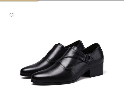 Leather Men Dress Shoes High Heel British Mens Elevator Business Shoes Wedding Party Male Oxford Footwear Increasing 6/8cm