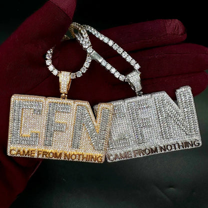 Aokaishen Pendant Iced Out Necklace for Men Came From Nothing Charms Bling Hip Hop Jewelry 2023 Trending