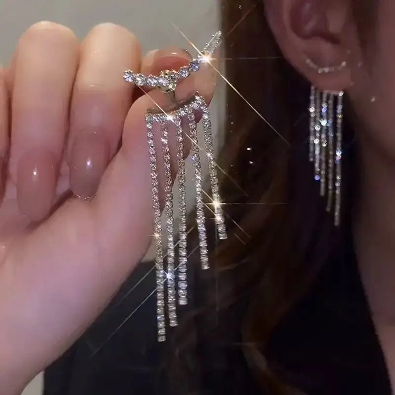New Vintage Statement Gray Crystal Leaf Earrings for Women Fashion Unique Accessories Party Jewelry Birthday Anniversary Gifts