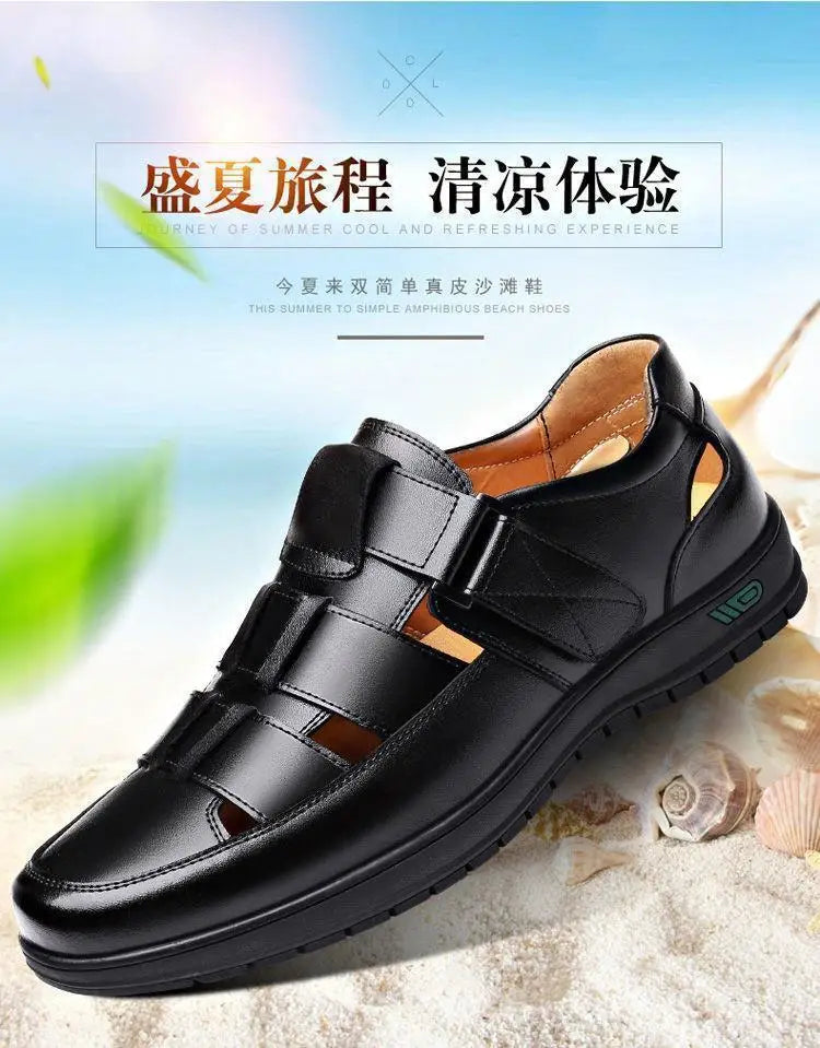 2026 Men Leather Shoes Business Casual Forma Wear High Heels Soft Sole Non-Slip Summer Sandals Black Leather Shoes Luxury Shoes