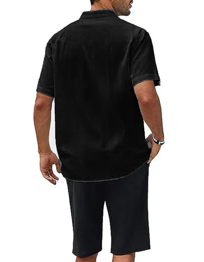 Men's Plus Size Short Sleeve Shirts Cotton Linen Henley Shirts Lightweight Vacation Collar Beach Shirts  Hawaiian T Shirt