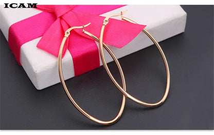 ICAM Jewelry  Hoop Earring For Women Brincos Gold Color Geometric Earrings Steampunk Style Statement Party Jewelry