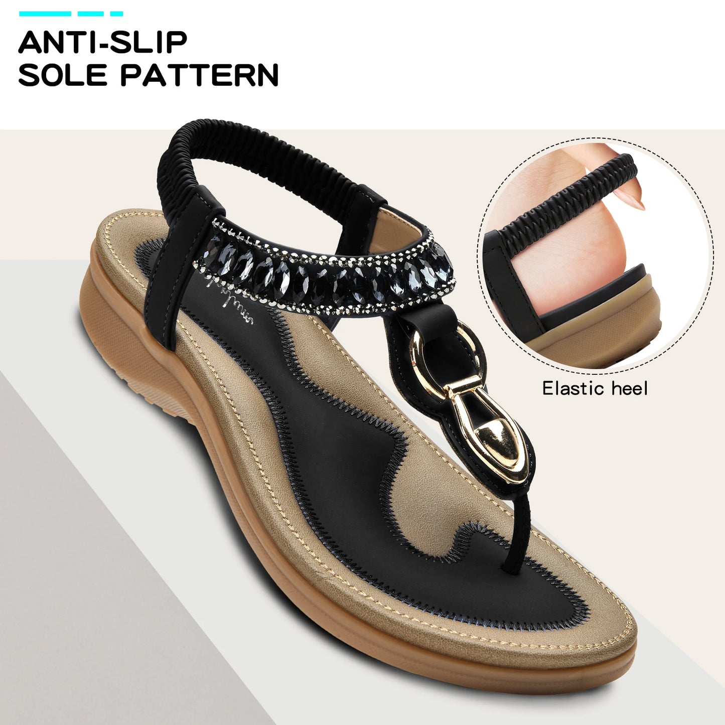 Womens T-Strap Flip Flop Thong Sandals Beach Shoes for Women Comfortable Summer Dressy Flat Sandals