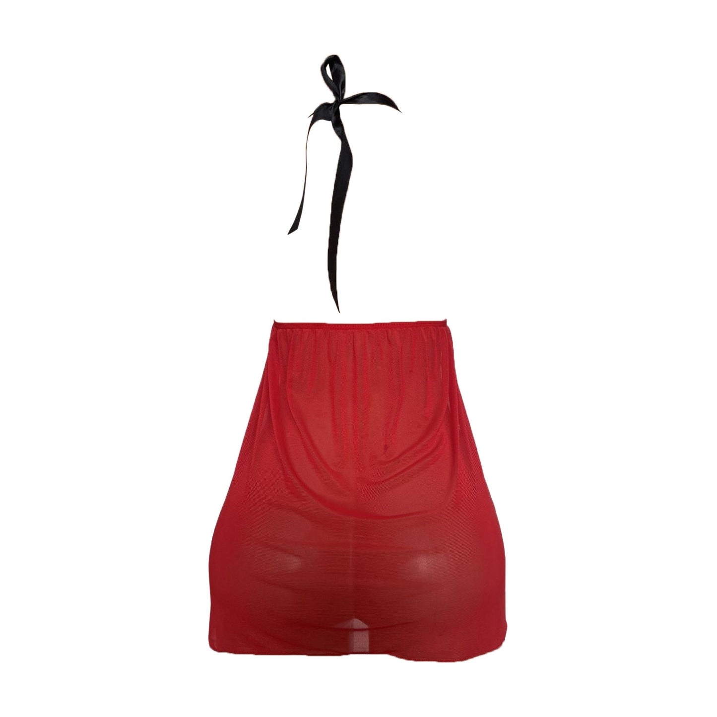 Plus Size Lace Mesh Night Dress with Panties Sexy Lingerie Women Nightgowns Exotic Costumes Halter Nighties Sheer Mesh Sleepwear