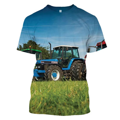 Classic Agricultural Car Harvester Men'S T-Shirt 3d Printed Short Sleeve High-Quality Fashion Street O-Collar Large Size Shirt