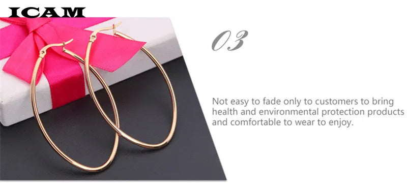 ICAM Jewelry  Hoop Earring For Women Brincos Gold Color Geometric Earrings Steampunk Style Statement Party Jewelry