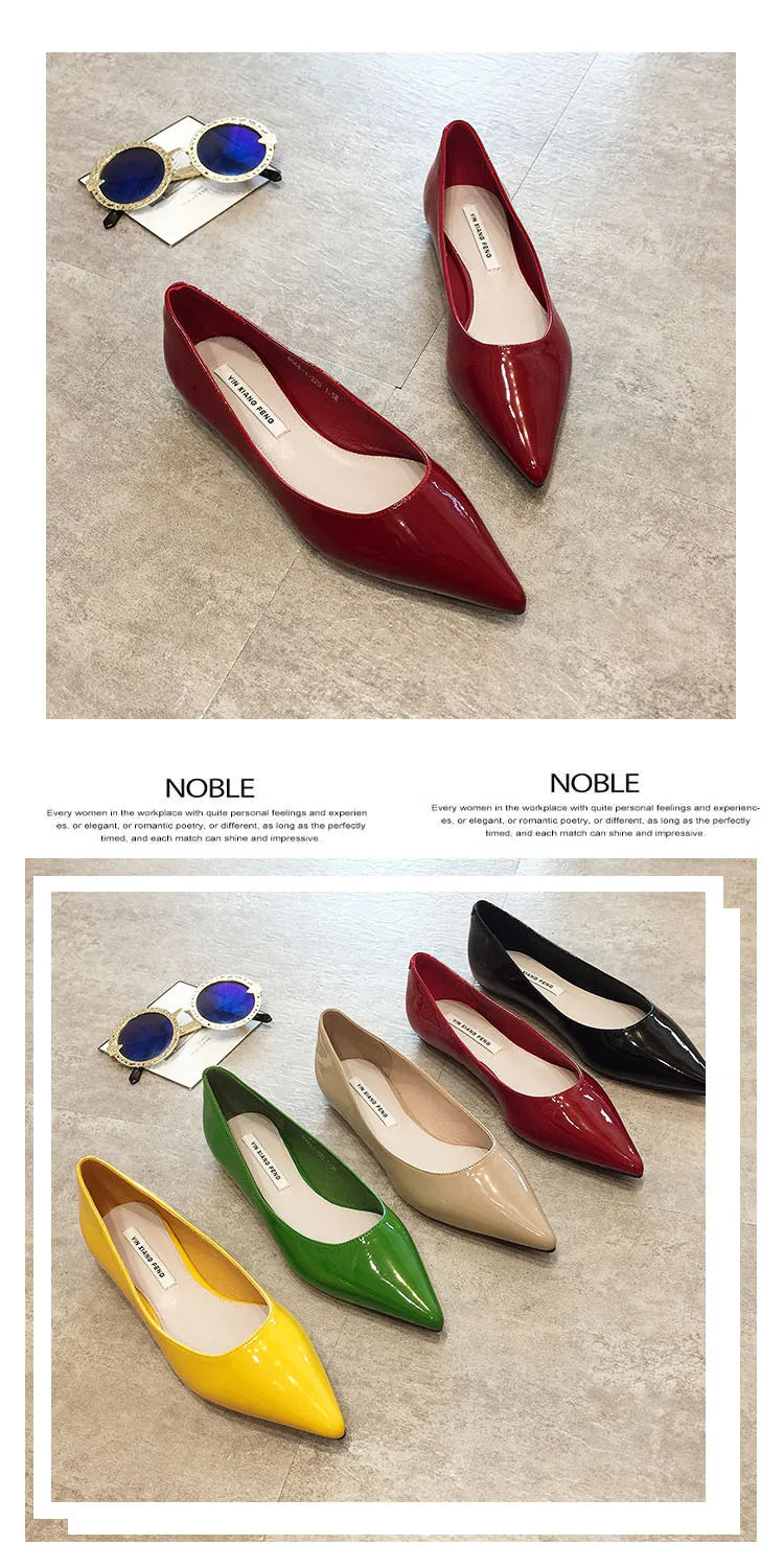 Flats Women's Shoes Yellow Net Brown Sugar Fruit Color Flat Shoes Shallow  Pointed Flat Heels Women's Shoes Large Size 43 44 45