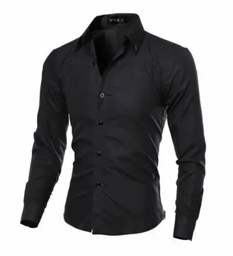 2026 Mens Luxury Casual Formal Shirt Spring Summer Men Slim Fit Business Dress Shirts Male Turn-Down Collar Blouse Men Clothing