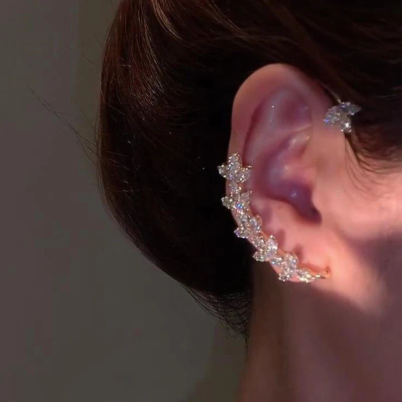 New Vintage Statement Gray Crystal Leaf Earrings for Women Fashion Unique Accessories Party Jewelry Birthday Anniversary Gifts