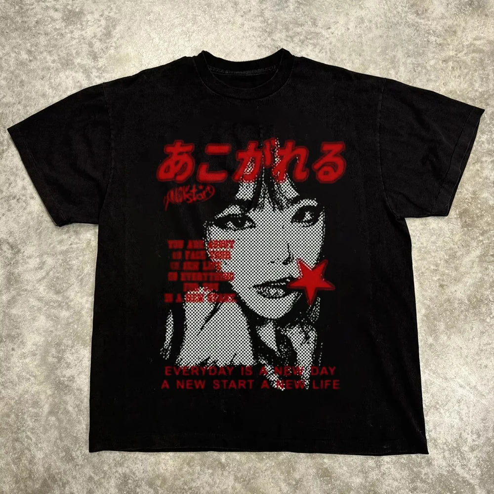 Harajuku Letter Graphic T Shirts Y2k Tops Men Women High Street Oversized T Shirt Pro Choice Streetwear Vintage Tee Clothing