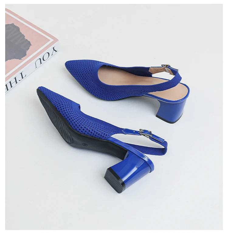 Summer Women's High Heel Sandals Knitted Small Hole Breathable Shoes 2025 New Style (6cm High)