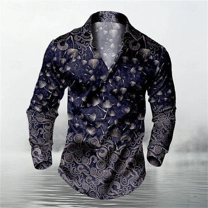 2026 Men's Long Sleeve Shirt Casual Fashion Street Men's Shirts Party Event Lapel Single Breasted Long Sleeve Tops Mens Clothing