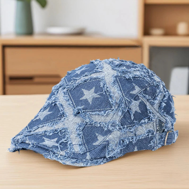 Vintage Plaid Wool Blend Ivy Cap for Women Men Retro Style Flat Cap Newsboy Hat with Adjustable Buckle Strap