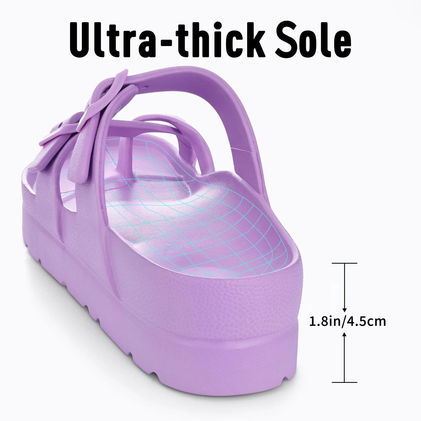 Bebealy Fashion Sandals for Women and Men Pillow Slippers Double Buckle Sandals Adjustable Slides EVA Flat Sandals Beach Sandals