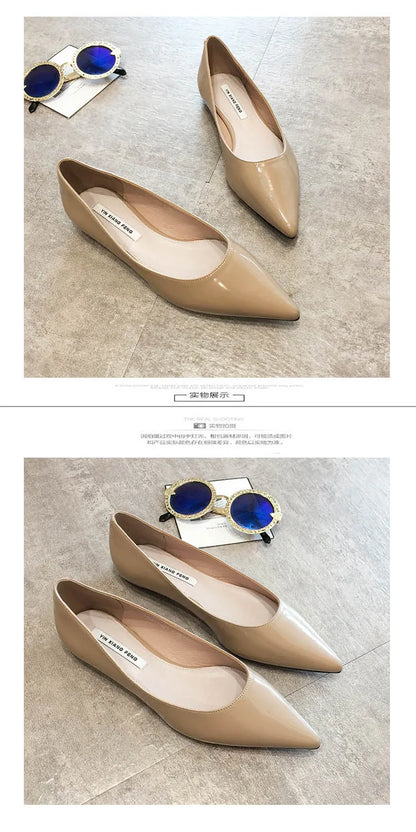 Flats Women's Shoes Yellow Net Brown Sugar Fruit Color Flat Shoes Shallow  Pointed Flat Heels Women's Shoes Large Size 43 44 45