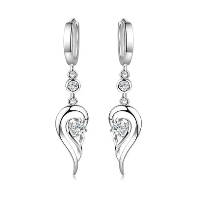 925 Sterling Silver Earrings Blue Crystal Zircon Angel Wing Earrings For Women Fashion Jewelry Gifts