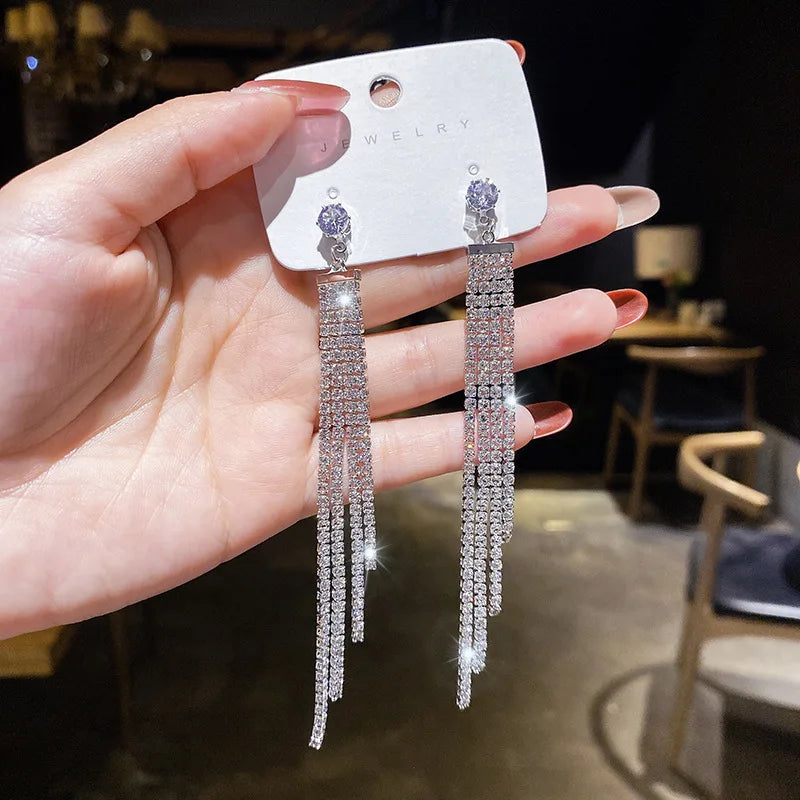 New Vintage Statement Gray Crystal Leaf Earrings for Women Fashion Unique Accessories Party Jewelry Birthday Anniversary Gifts