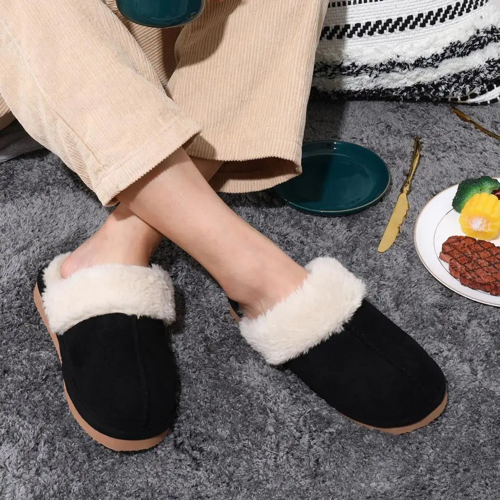 Litfun Fuzzy Platform Slippers For Women Winter Warm House Shoes With Memory Foam Outdoor Anti-Slip Fashion Fur Fluffy Slippers