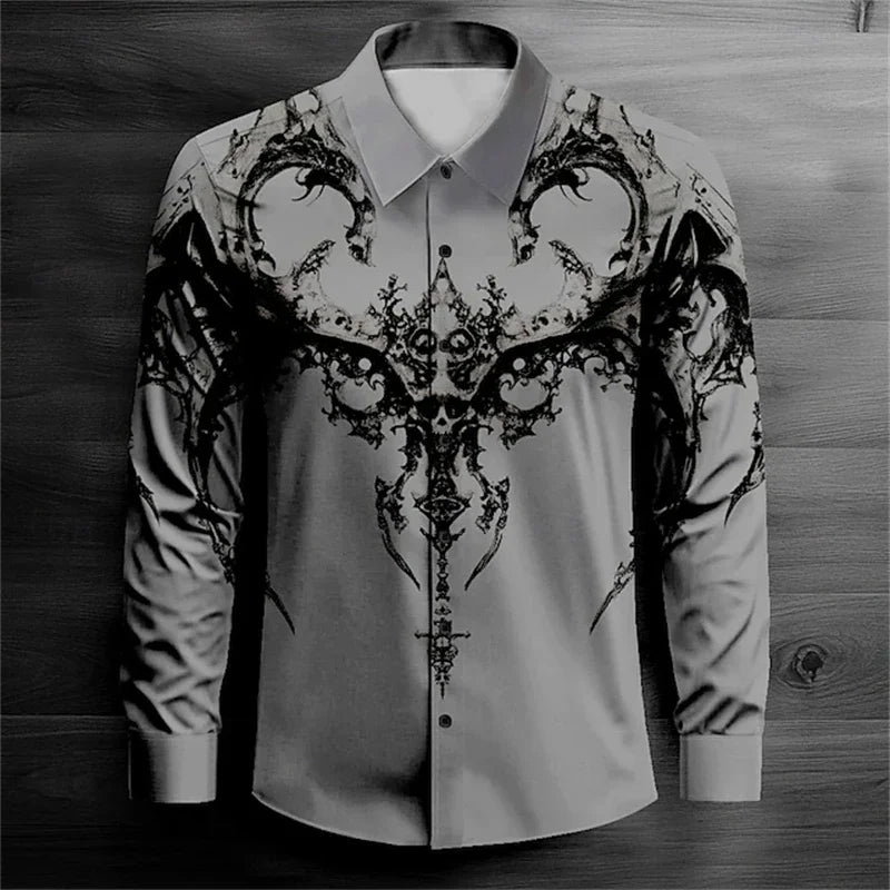 2026 Men's Long Sleeve Shirt Casual Fashion Street Men's Shirts Party Event Lapel Single Breasted Long Sleeve Tops Mens Clothing