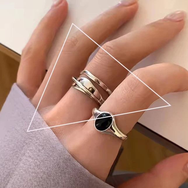 Sam Panda 925 Sterling Silver Rings For Women Men Fine Jewelry Finger Adjustable Open Vintage Chain Ring For Party Birthday Gift