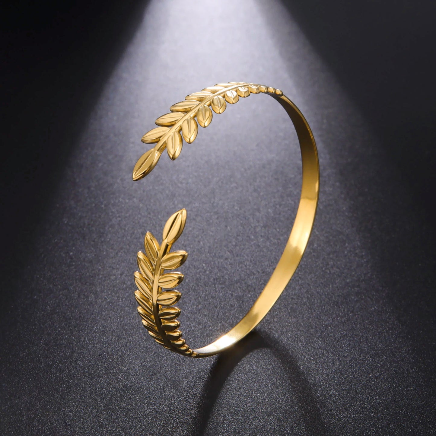 Skyrim Stainless Steel Greek Roman Laurel Leaf Bracelet for Women Gold Color Wheat Ears Boho Bangle Jewelry Valentine's Day Gift