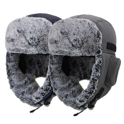 Winter Cozy Plush Ushanka Russian Hat Windproof Cold Proof Full Hood Earflap Hat Velvet Thick Thermal Hat 58-60cm