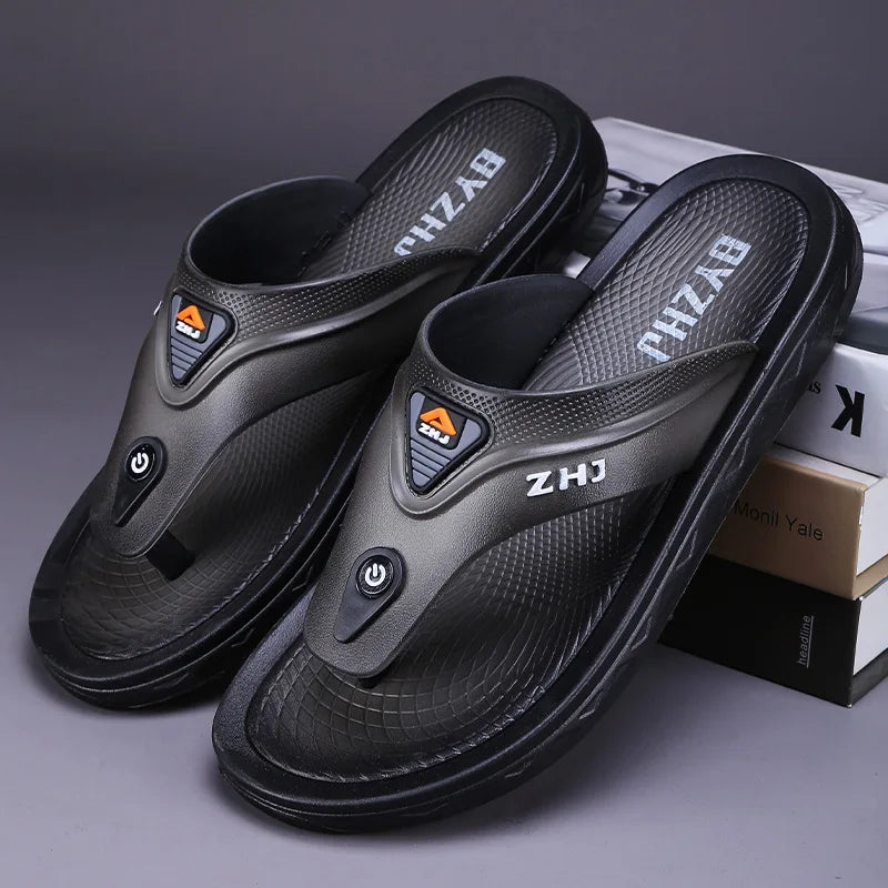 Men's Bathroom Flip Flops Summer Outdoor Anti Slip Men's Casual Beach Slippers