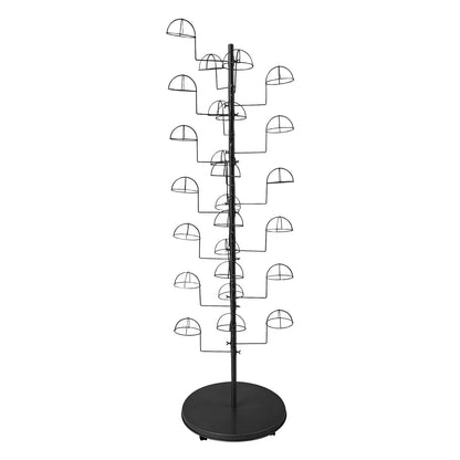 Metal Hat Display Stand Hat Storage Stand Black Freestanding Hat Rack w/25 Hooks