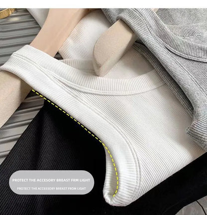 Women's Basic Ribbed Knitted Tank Top Solid Color Elastic Comfortable Sleeveless Camisole Summer Casual Green/Blue Soft Tees