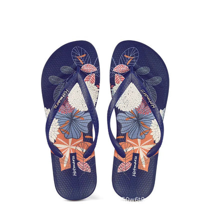Printing Slippers Women's Flip Flops Herringbone Slipper Clip Foot Beach Slides Soft Sole Platform Flip Flops Non Slip Slippers