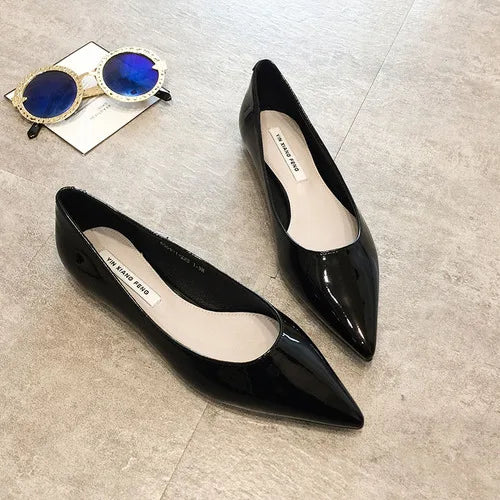Flats Women's Shoes Yellow Net Brown Sugar Fruit Color Flat Shoes Shallow  Pointed Flat Heels Women's Shoes Large Size 43 44 45