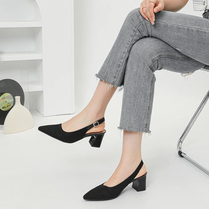 Summer Women's High Heel Sandals Knitted Small Hole Breathable Shoes 2025 New Style (6cm High)