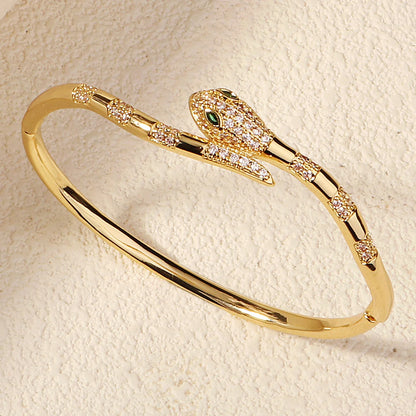 Trendy Stainless Steel Golden Snake Owl Zirconia Bracelet For Women Classic Animals Bangles Jewelry Accessories Summer As Gifts