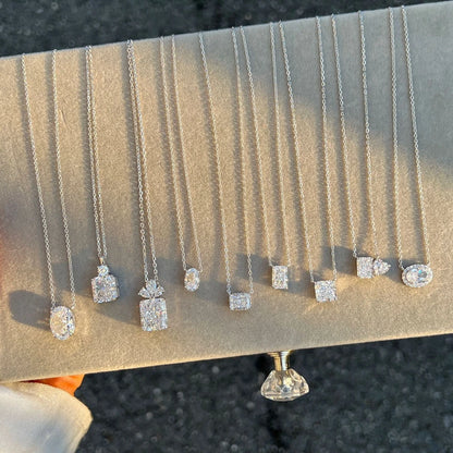 Vinregem Sparkling Crushed Ice Cut Lab Created Sapphire Gems Pendant Necklaces 100% 925 Sterling Silver Fine Jewelry Wholesale