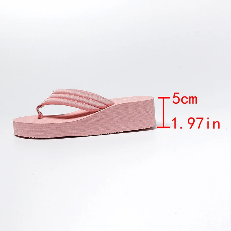 2025 Summer Beach Pink Flip Flops for Women Non Slip Weightlight Wedge Slippers Woman Fashion Thick Bottom Clip Toe Slides Mujer