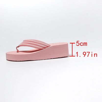 2025 Summer Beach Pink Flip Flops for Women Non Slip Weightlight Wedge Slippers Woman Fashion Thick Bottom Clip Toe Slides Mujer