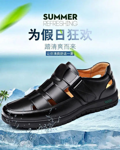 2026 Men Leather Shoes Business Casual Forma Wear High Heels Soft Sole Non-Slip Summer Sandals Black Leather Shoes Luxury Shoes