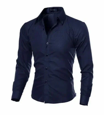 2026 Mens Luxury Casual Formal Shirt Spring Summer Men Slim Fit Business Dress Shirts Male Turn-Down Collar Blouse Men Clothing