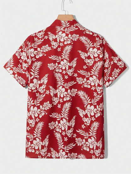 Summer men's new tropical 3D printing lapel short-sleeved shirt Hawaiian casual daily wearing large size XS-5XL